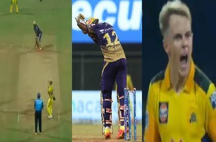 ipl csk sam curran perfect inswinger bowled russell wicket