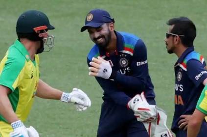 kl rahul, finch share a laugh after navdeep saini delivery