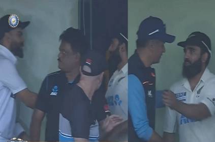 Kohli and Dravid greet Ajaz Patel for taking 10 wickets