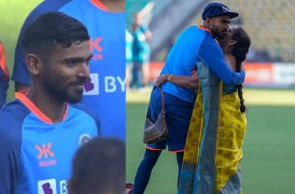 KS Bharat make debut in test cricket mother hugged him