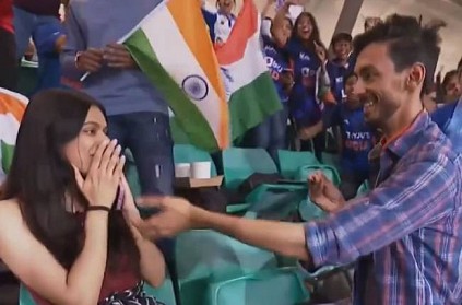 man propose to his girlfriend in between india and netherlands match