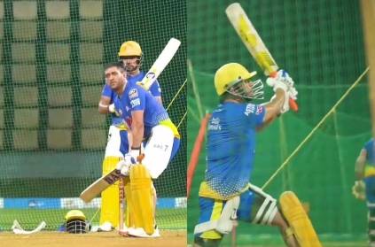 ms dhoni in csk nets looks in a good touch excited csk fans