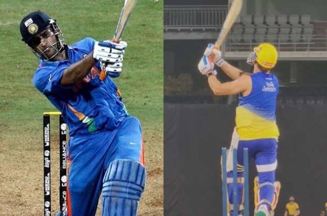 Ms Dhoni Recreates Match Winning Six From 2011 World Cup Final Sports News 1297