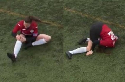 Woman footballer Jane O\'Toole bash her dislocated knee back into place
