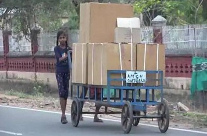 11 year old girl who pushed trolley along with her father every day