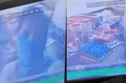2 women breaks CCTV and try to steal in tirupati store amid lockdown