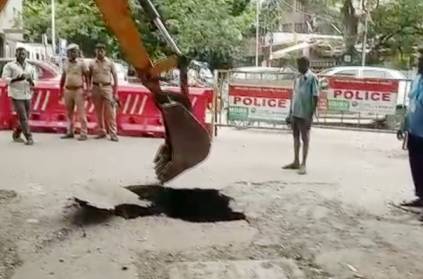 a big hole suddenly created in chennai anna nagar