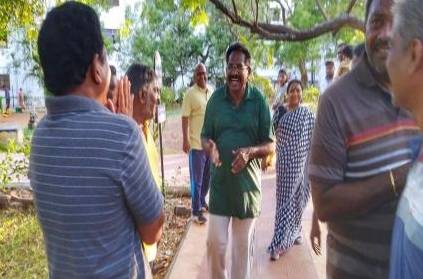 ADMK candidate asks CPM Candidate to support him while walking in park