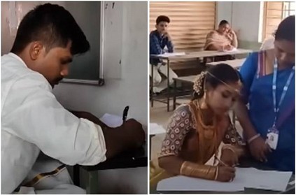 Bride and groom attend Government exam on wedding day