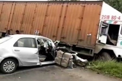 car and container lorry got accident near chennai 3 died