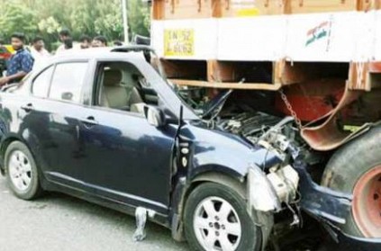 car and lorry met accident near salem one died, one critical