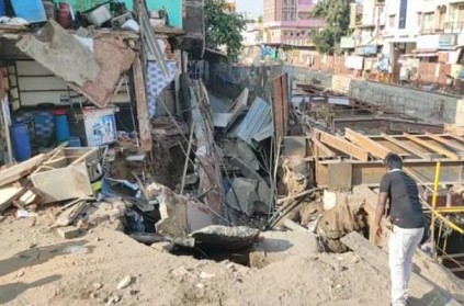 Chennai metro underground route work building collapse near Tondiarpet