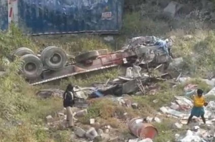 Container lorry fallen in 100 feet crater near Vellore