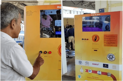 kovai railway station installs mask vending machine for water bottle