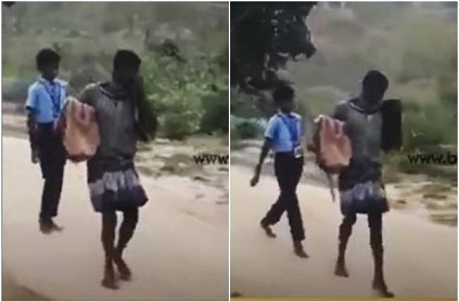 Man hold his son school bag video goes viral