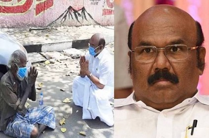 Minister Jayakumar helps poor old man in Chennai