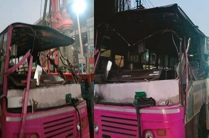 MTC bus collides with Metro rail crane in Vadapalani