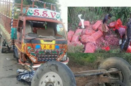 Onion carrying truck accident near Tiruvallur toll gate