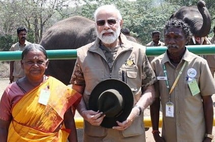 PM Modi in Mudumalai and Met Oscar fame Bomman and Bellie