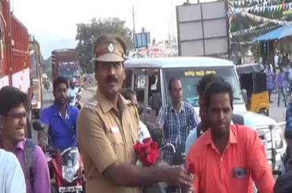 police gifts roses to bikers for not wearing helmet