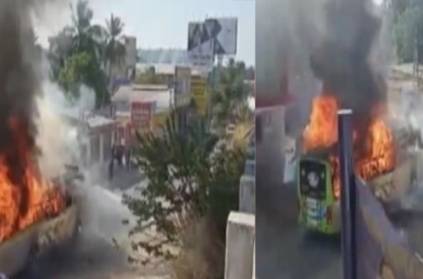 Private Bus Fire Accident near Salem, No one Injured