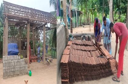 Pudukkottai farmer split his house tiles stacked for nivar