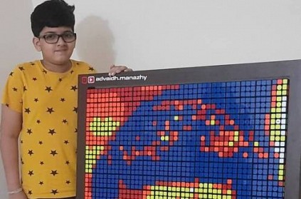 Rajini wishes kerala boy for Rubiks cube mosaic portrait