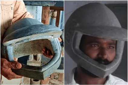 Sculptor who made 8 kg helmet in stone video