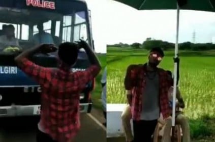 TamilNadu youth dances infront of police van video