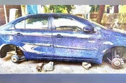 Thieves stolen Maruti Car Tyres in Chennai JJ Nagar