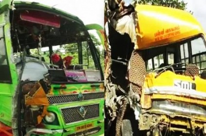 Trichy Driver Children Injured In School Van Private Bus Accident