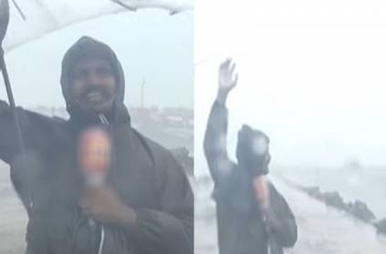 umbrella flies during live news report chennai nivar cyclone effect