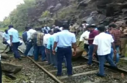 Vaigai Express train delay due to rocks on the track