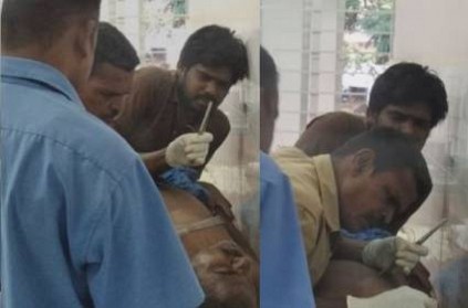 watch sanitary worker put stitches for a injured patient
