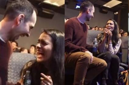 Young man Proposing to His Girlfriend in the theater is Warming Hearts