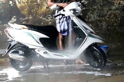 youth dies of electric shock while water washing two wheeler