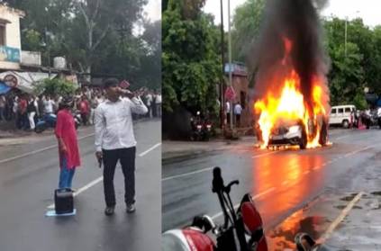 youth set car ablaze and create high drama in Mathura