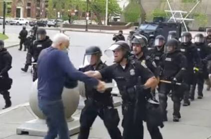 American Cops push 75 yr old man and got injured