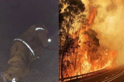 Australian woman shares tired fire fighter photo in social media