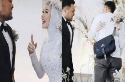 bride ask husband permission to hug her ex boyfriend at wedding