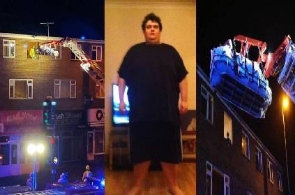 britain fattest man hoisted out of flat by crane for hospital