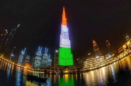 Burj Khalifa Dubai illuminated tricolor national flag india