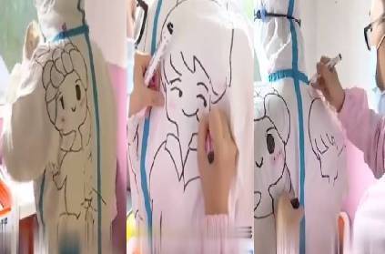 chinese doctors treat corona affected kids by drawing cartoons