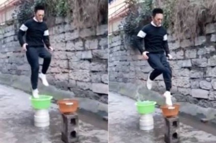 chinese man doing jumping water challege goes viral video