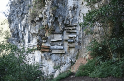 coffins have been suspended on cliff for 2000 years