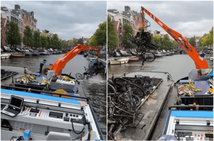 Dozens Of Bikes Pulled Out Of Canal In Amsterdam