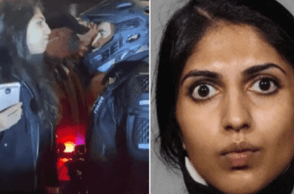 female protester spits on police during US election controversy