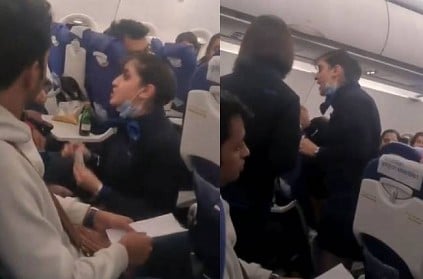 Flight Attendant and passenger fight inside flight video viral