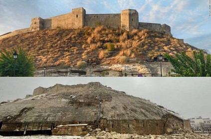 Historical Gaziantep castle destroyed after earthquake in turkey