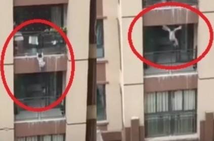 Locals use duvets to catch boy falling from balcony in China
